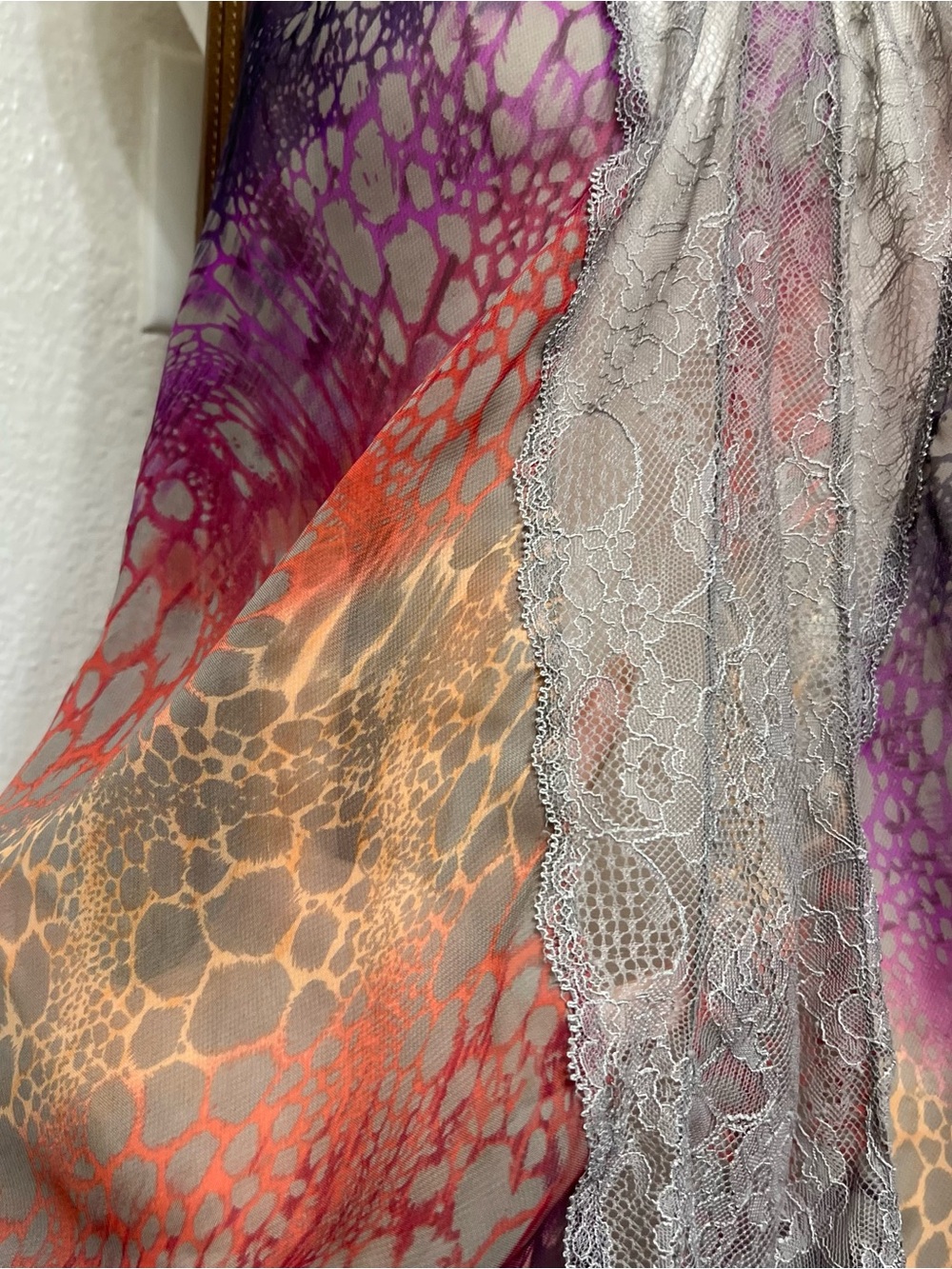 Free People orange purple gray boho butterfly leopard sheer flowy tank top fairy - Picture 4 of 7